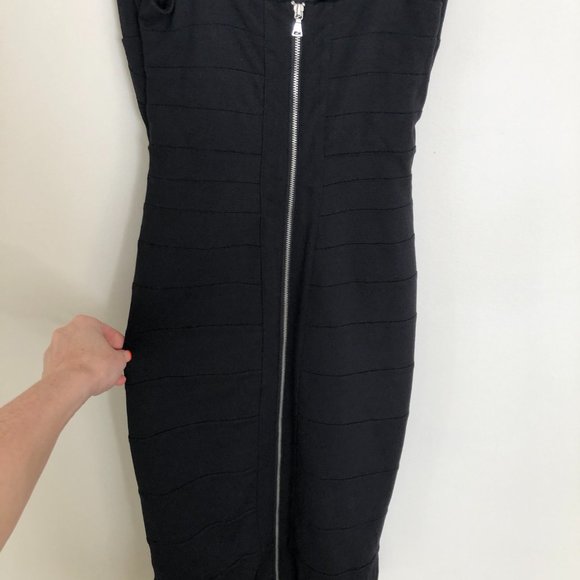 Express - Peekaboo Bodycon Midi Black Dress - Picture 2 of 5